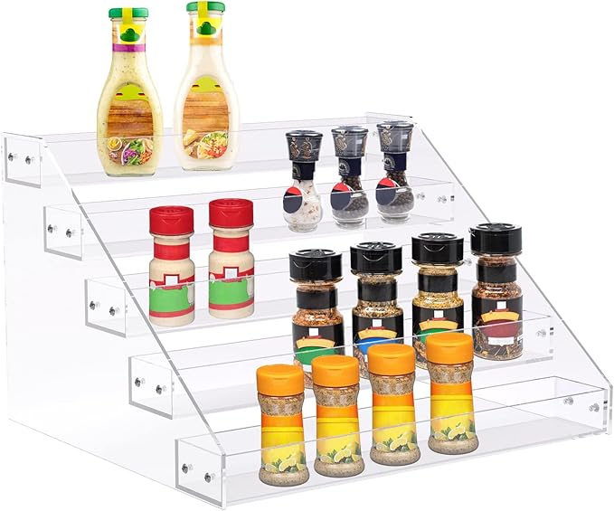 PMMASTO Tiered Spice Rack, Seasoning Organizer, Kitchen Organization and Storage