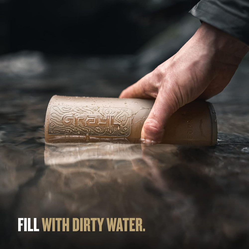 GRAYL GeoPress 24 oz Water Purifier & Water Filter Bottle, Coyote Brown