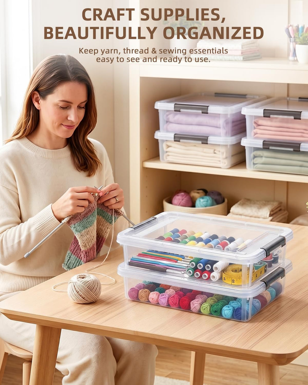 Storage Bins with Lids,6 Quart Clear Sensory Bins,Plastic Bins for Arts Craft...