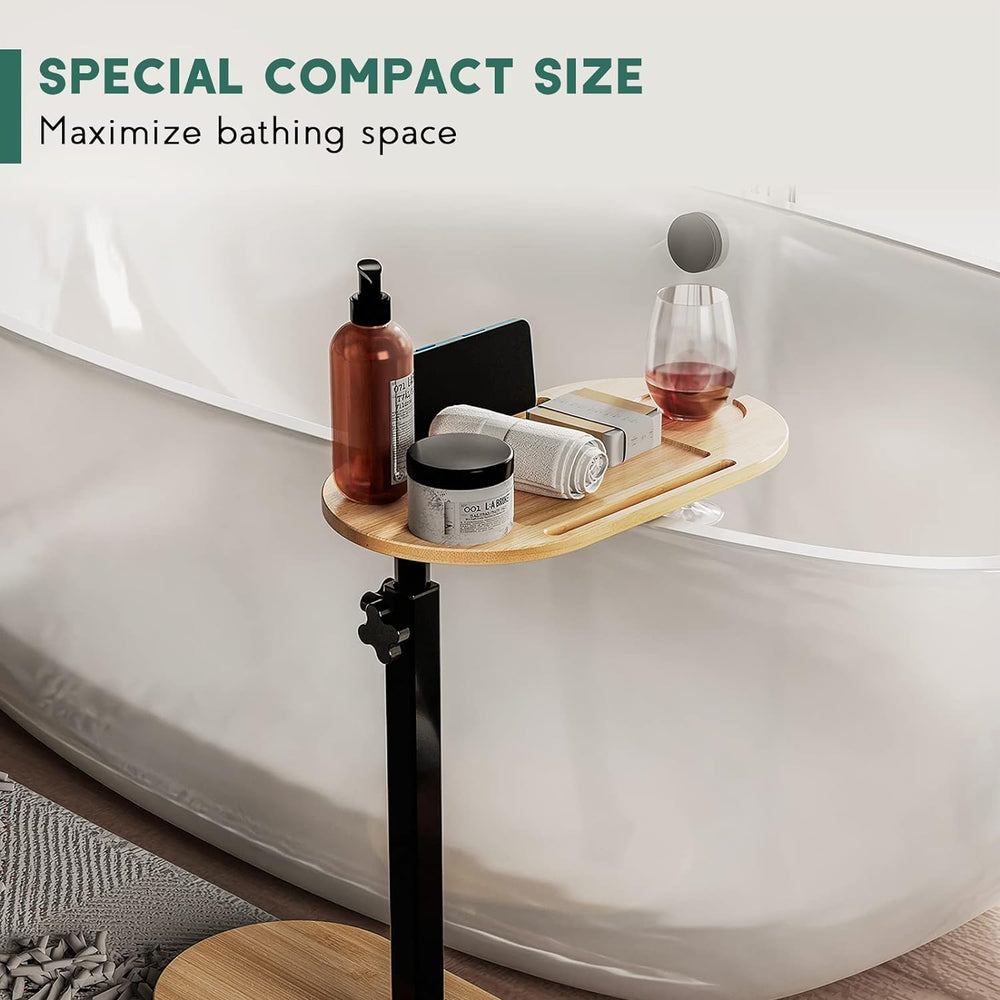 Bamboo Bath tub Tray Table with Adjustable Height