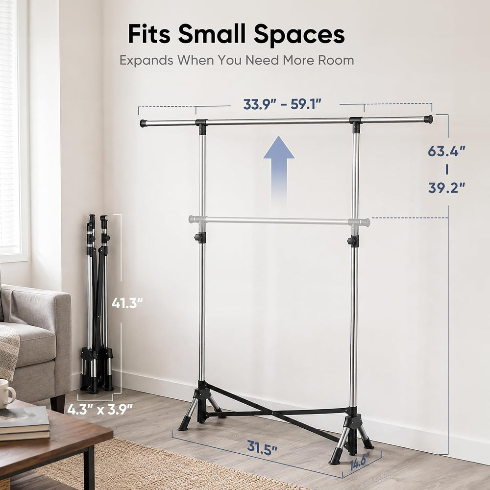 HOKEEPER Clothes Rack Foldable Clothing Rack, 63.4''H Collapsible Gar...