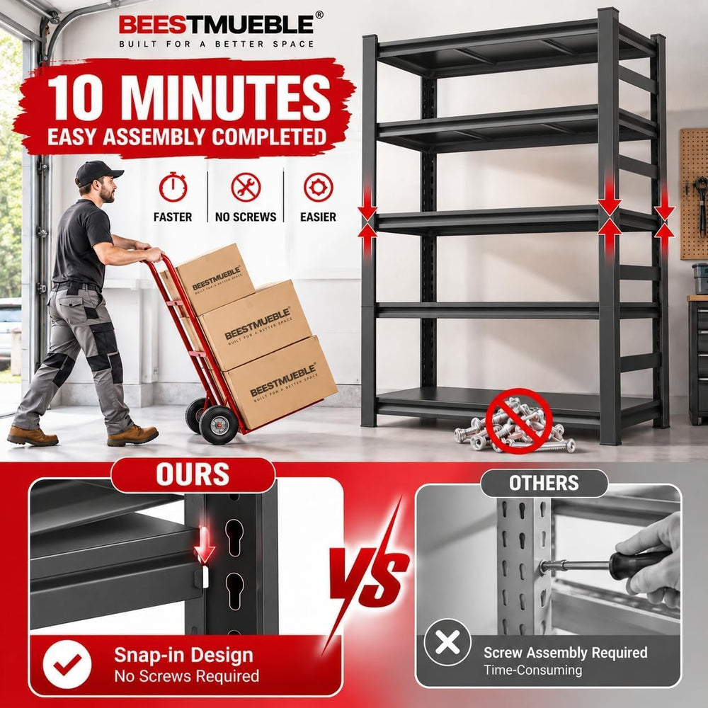 Garage Shelving, Heavy Duty Adjustable Metal Shelves with Anti-Tip Device
