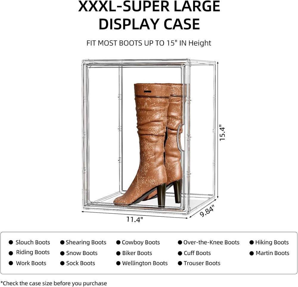 Stackable Boot Storage Organizer Tall Boot Storage Box, 4 Pack