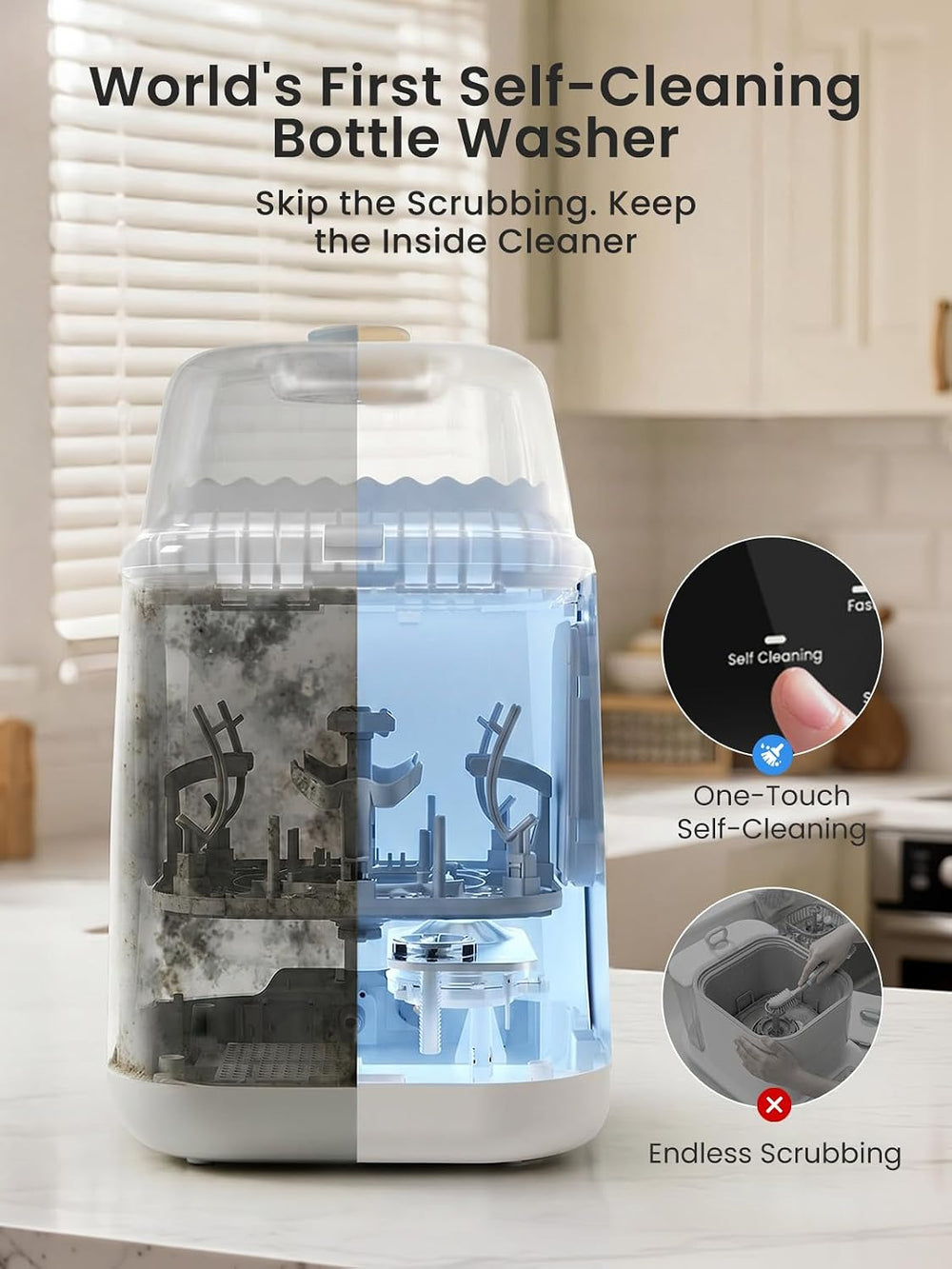 GROWNSY EaseClean Pro Bottle Washer & Sterilizer & Dryer, Visible Cle...