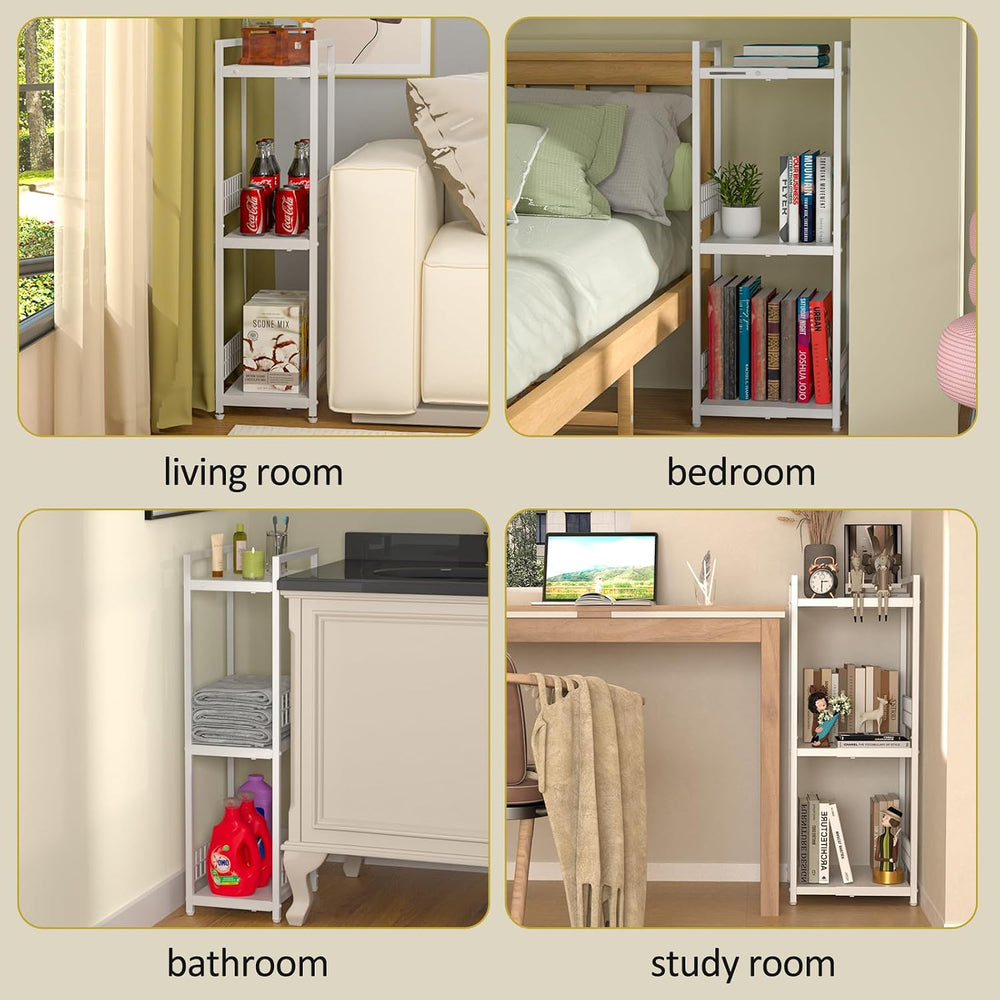 DAOUTIME Expandable Slim Storage Shelf, 3 Tier Metal Shelving Unit for Bathro...