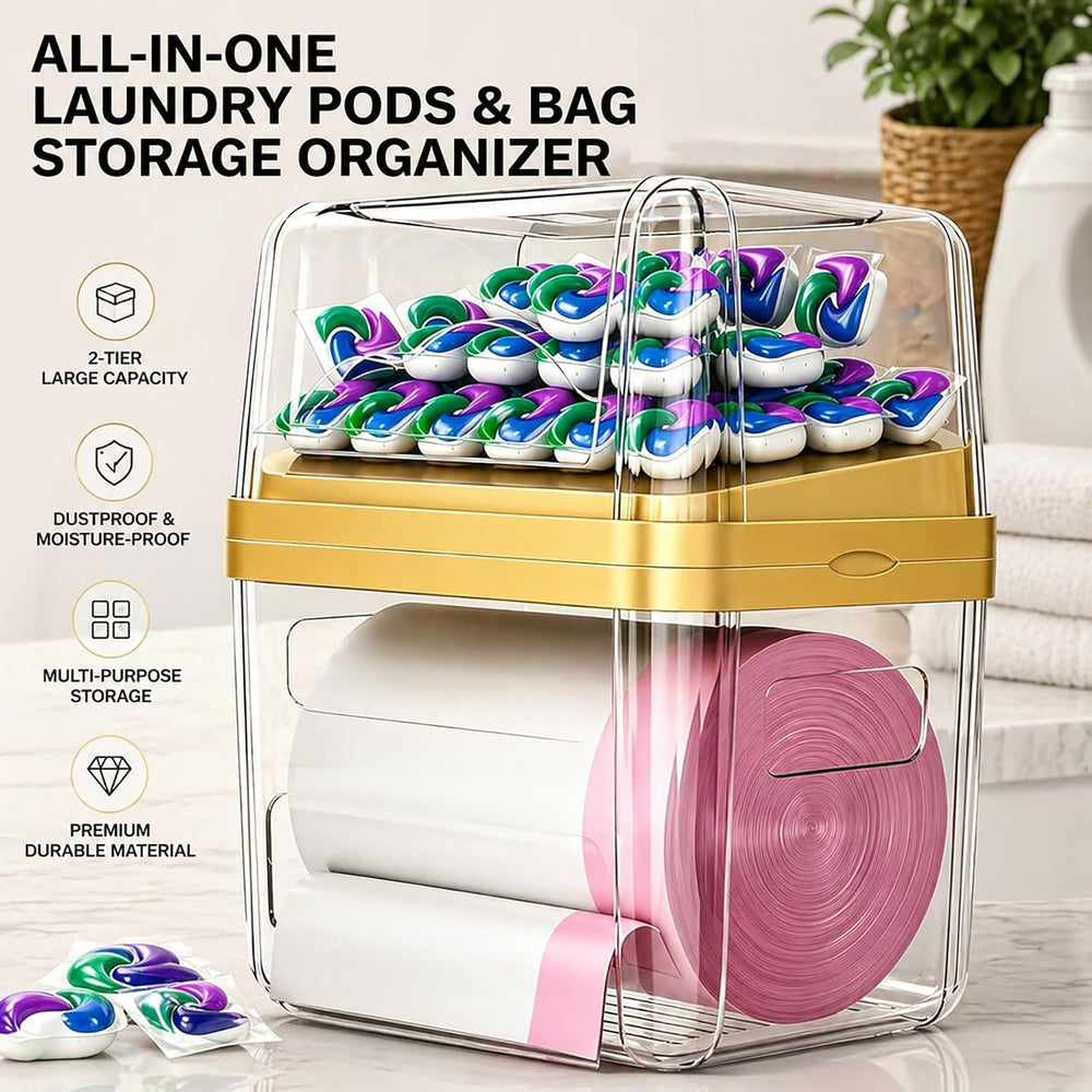 Trash Bag Dispenser Laundry Dishwasher Pods Container, Clear Acrylic Garbage ...