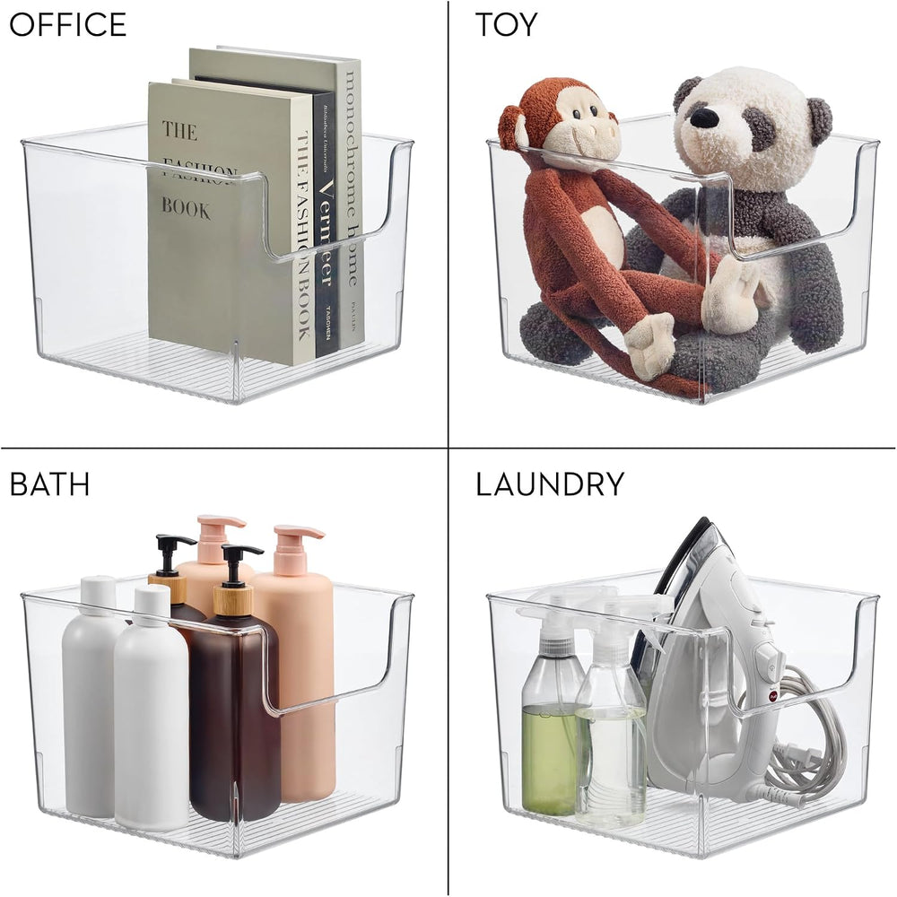 iDesign Open-Front Storage Bin, Set of 2, Clear