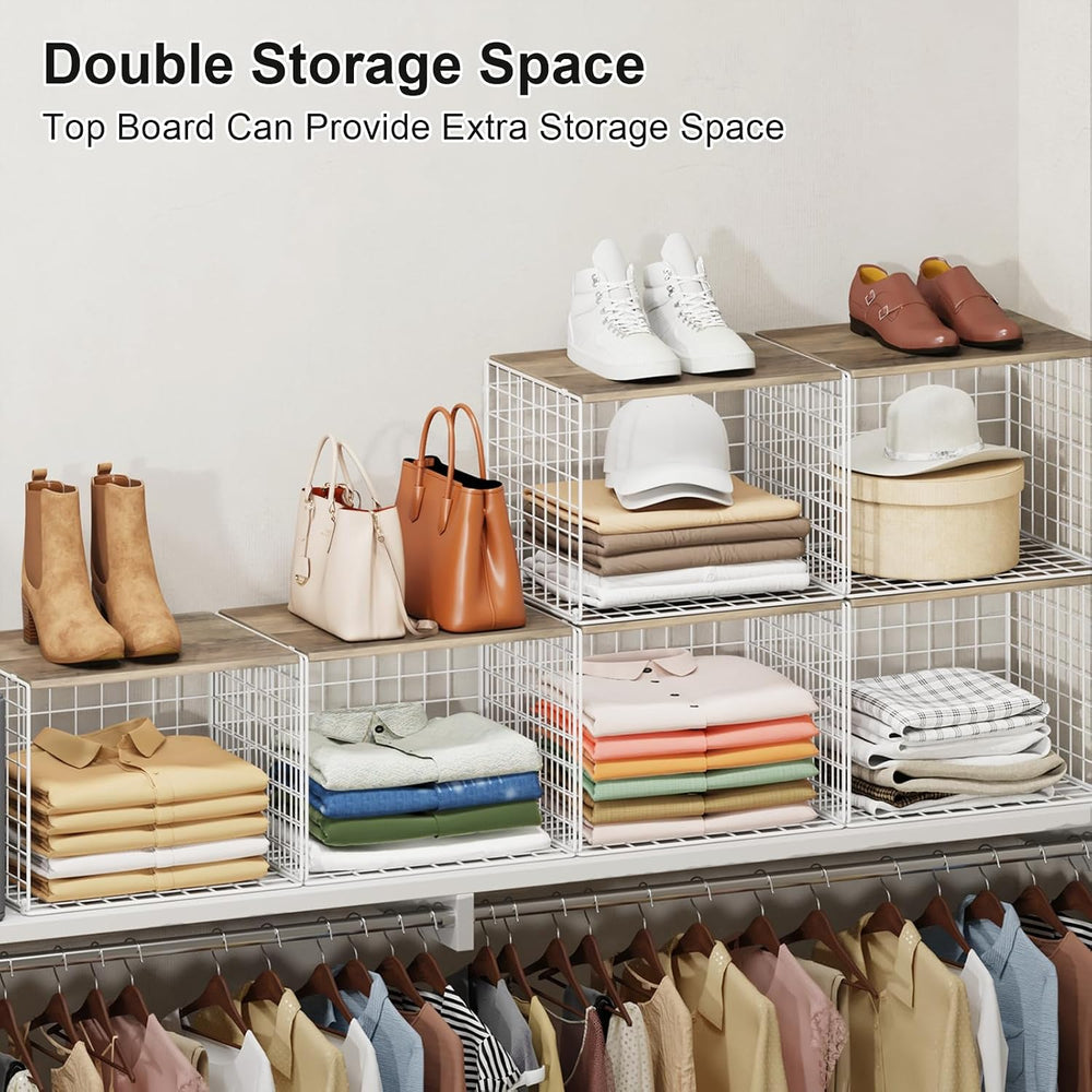 6 Pack Closet Organizers And Storage, Stackable Closet Shelf Organizer Storag...