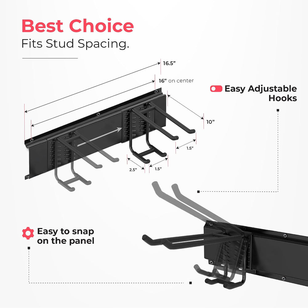 TIDYME Garage Wall Organizer, Shovel Holder Wall Mount, 48" Double Hooks