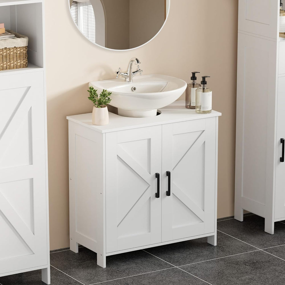 23.6" W Farmhouse Pedestal Sink Storage Cabinet with Adjustable Shelf