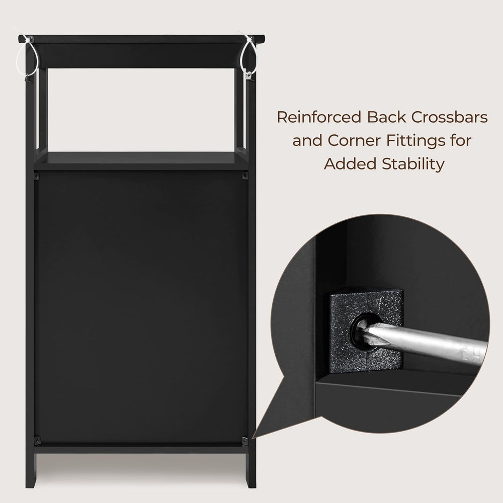 Yaheetech Small Bathroom Storage Cabinet with Door & Open Shelf, Black