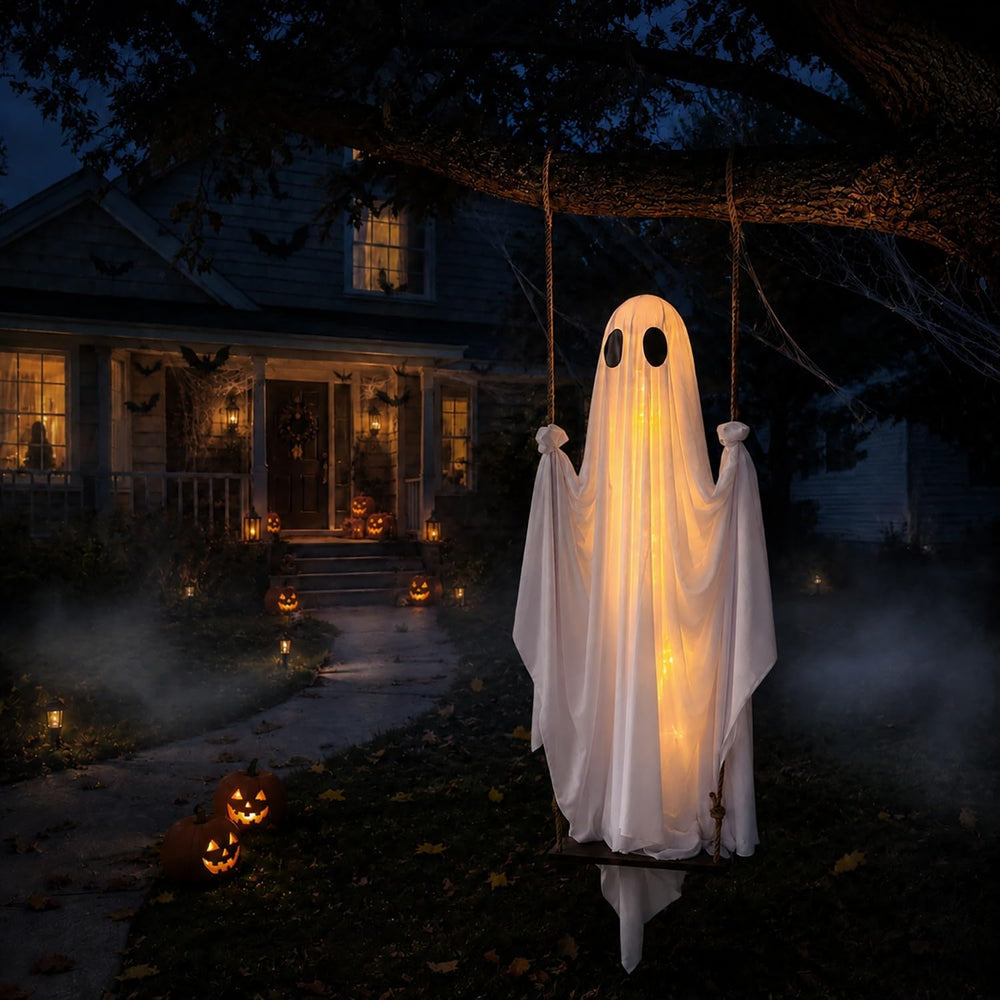 Outdoor Halloween Ghost Decorations,Halloween Swinging Ghost Outdoor Decor
