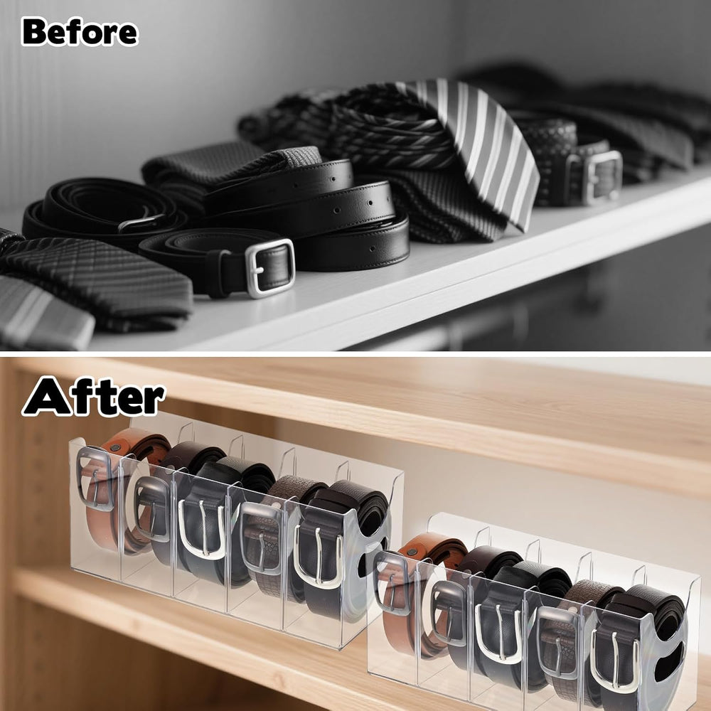 3 Pack Acrylic Belt Organizer Clear Stackable Belt Storage Holder Purse Organ...