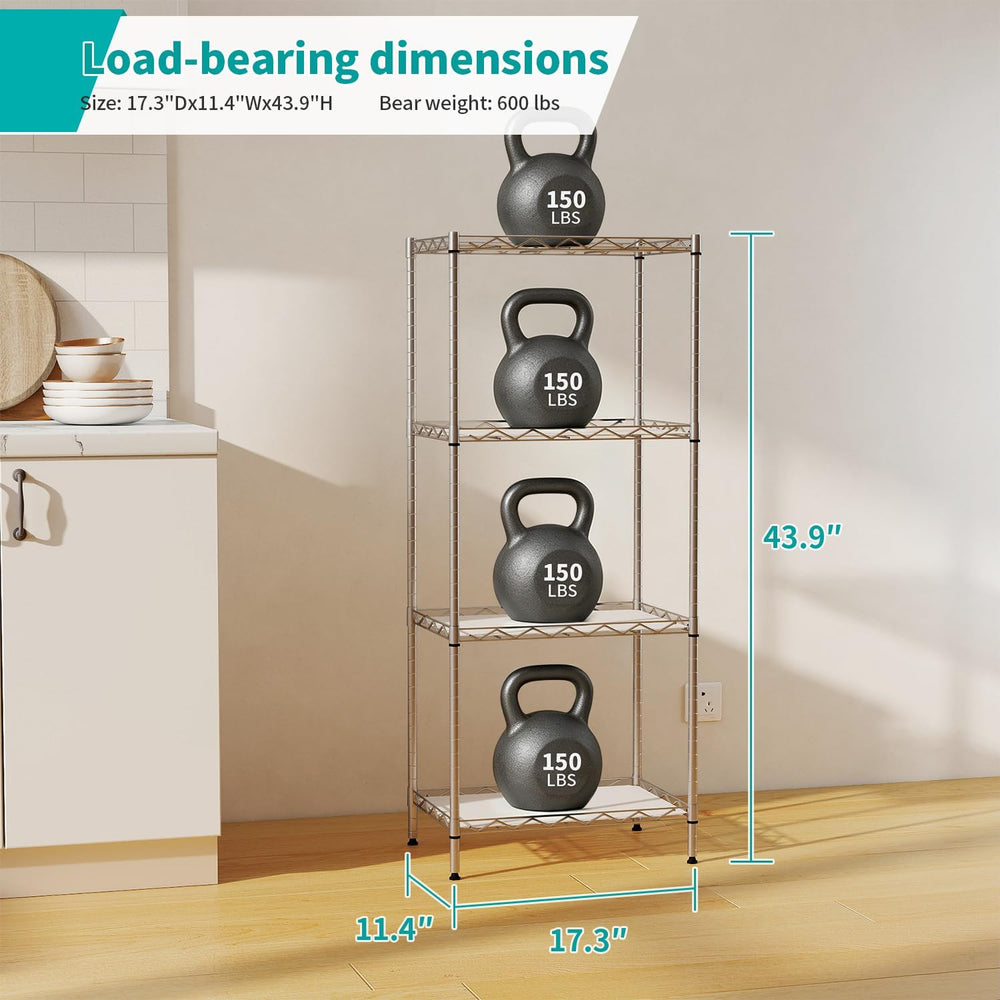 BestOffice | 4-Tier Wire Shelf | 12" x 18" x 44 | Chrome