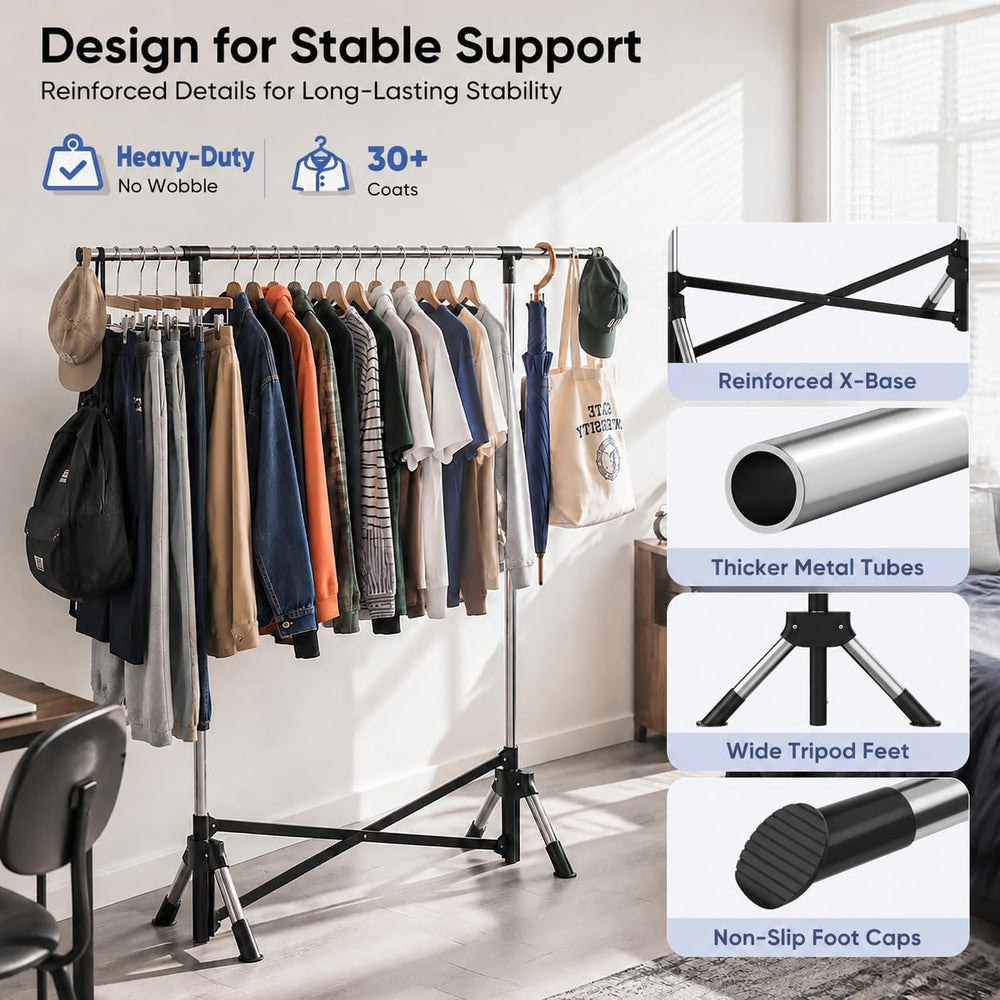 HOKEEPER Clothes Rack Foldable Clothing Rack, 63.4''H Collapsible Gar...