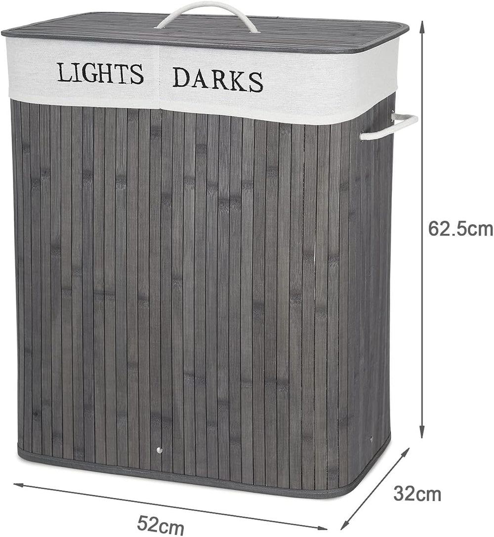 Meerveil Laundry Basket Bamboo Foldable Laundry Storage Bin with Removable Li...