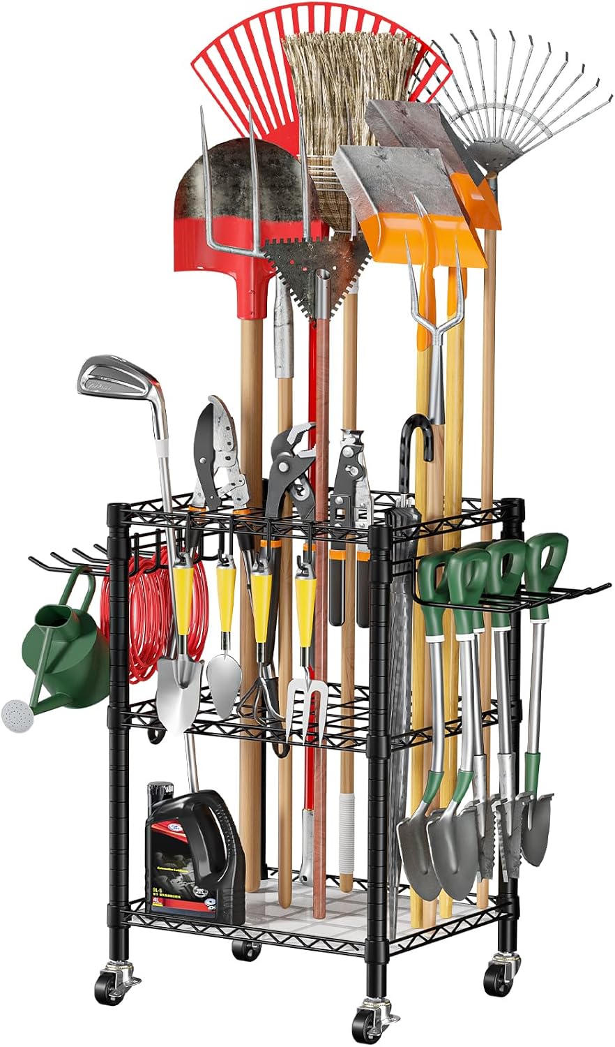 T1 Garden Tool Organizer(With Lockable Wheels)Heavy Duty Garage Tool Storage ...