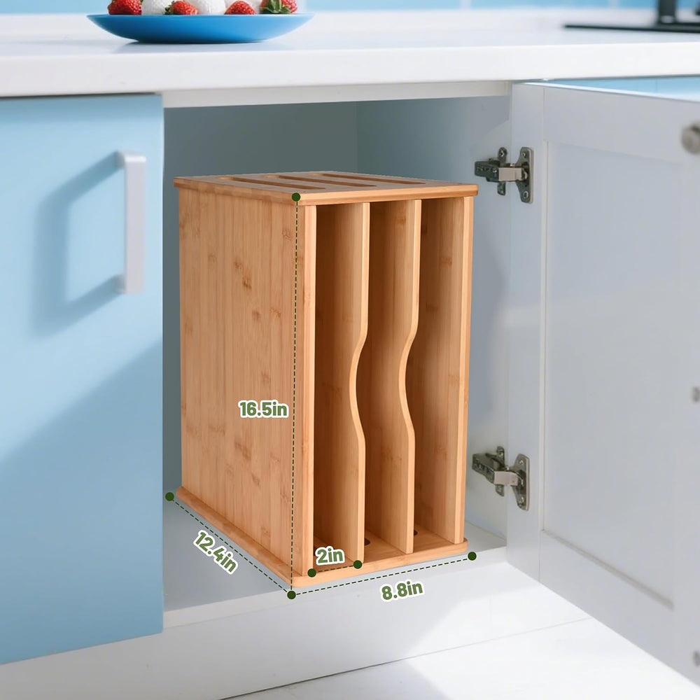 Cookie Sheet Organizer for Cabinet, 4 Tier Bamboo Baking Sheet Organizer