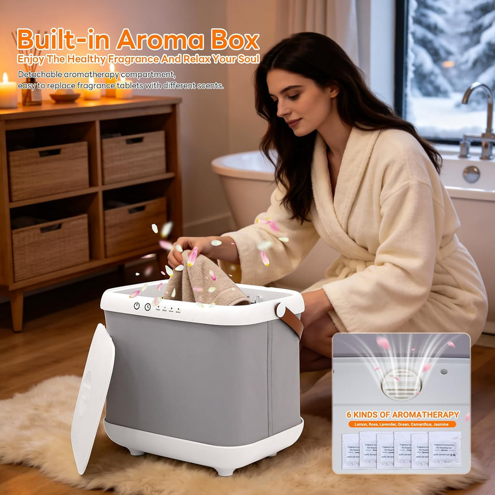 Towel Warmer, 35L Foldable Heated Towel Warmer Bucket for Bathroom, 4 Timer S...