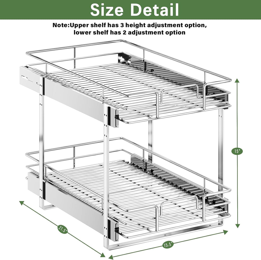 LOVMOR 2 Tier Individual Pull Out Cabinet Organizer 15½" W x 21½" D...