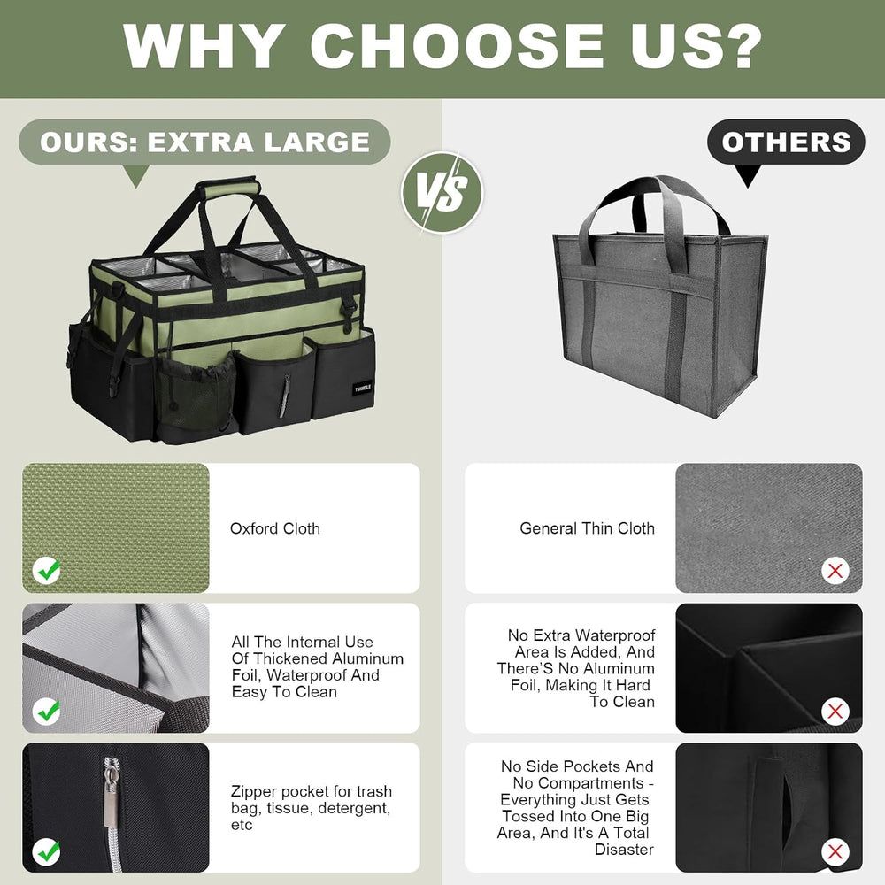 Extra Large Cleaning Caddy Bag with Built-In Support Board, Cleaning Tote Org...