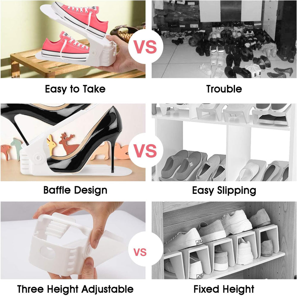 Shoe Slots Organizer, 20 Pack Adjustable Shoe Rack Stacker Storage Space Save...