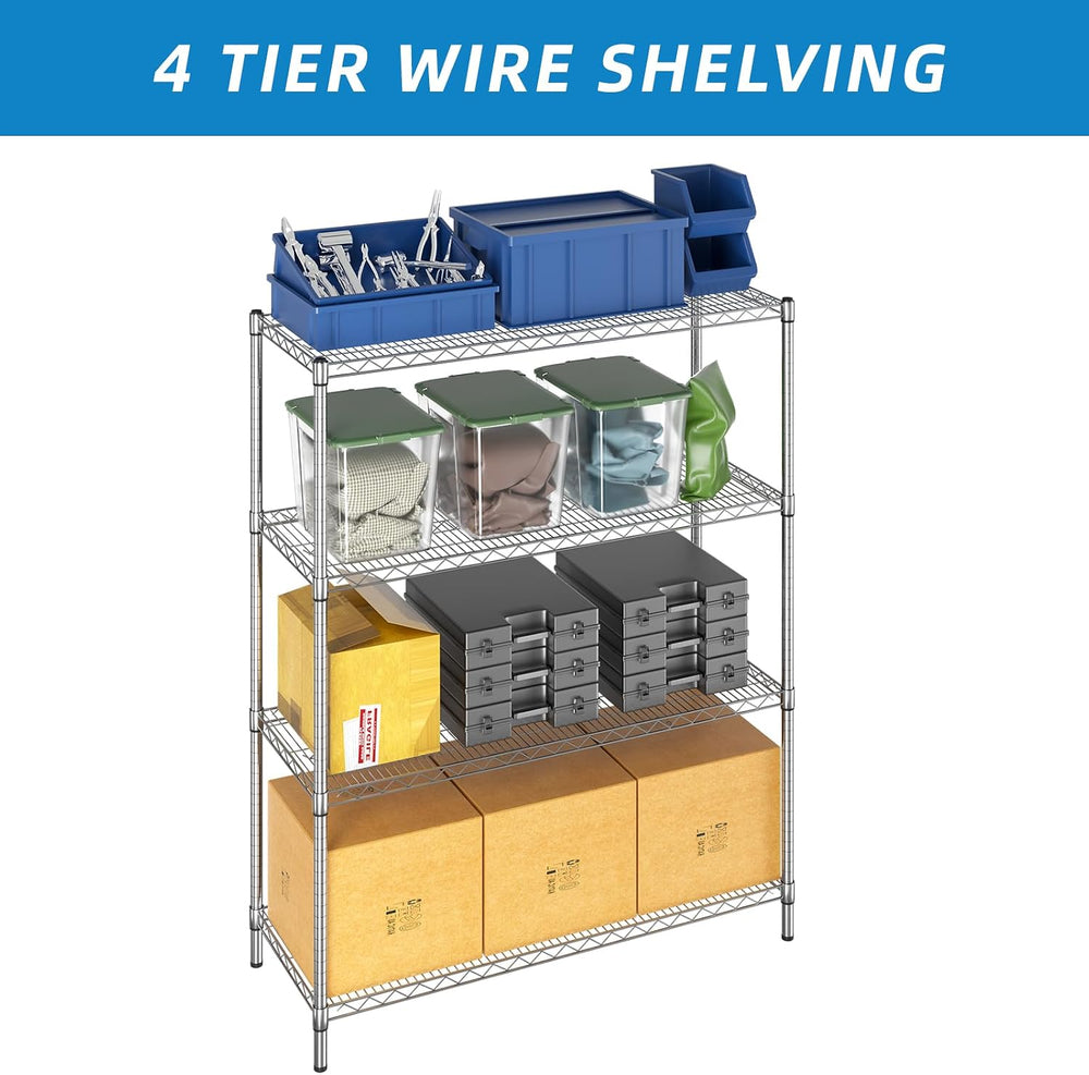 Guan River 4-Shelf Heavy Duty Wire Shelving,Chrome,48" L x 18" W x ...