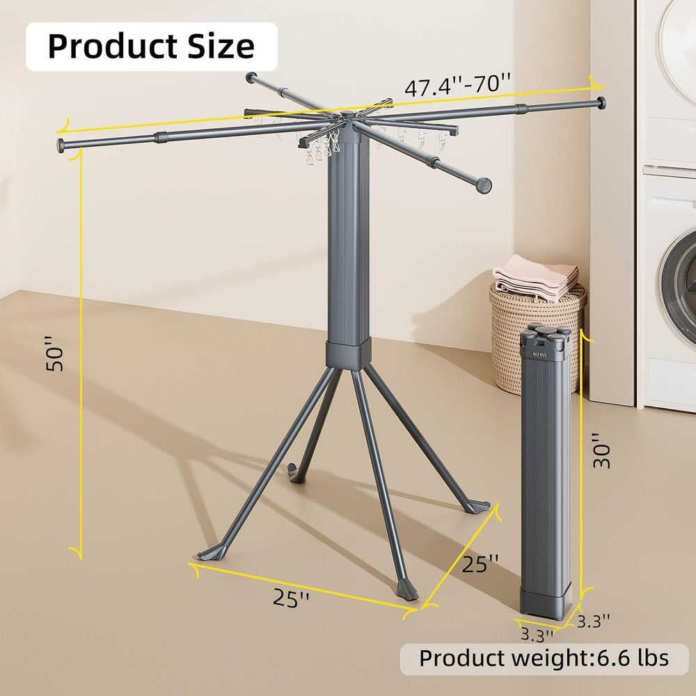 BIREN Clothes Drying Rack Foldable Extending Laundry Rack with 16 Clips Colla...