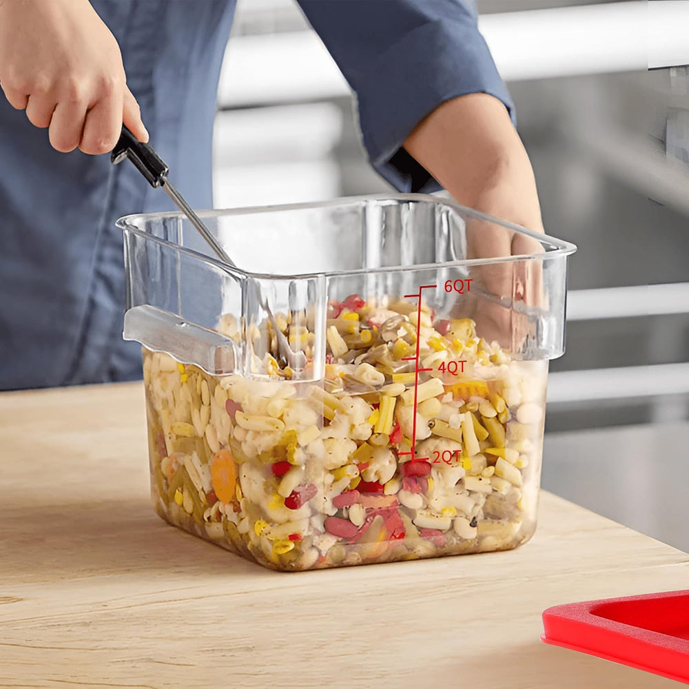 BIEAMA 4 Pack 6 Qt Square Food Storage Containers with Lids, NSF, Clear