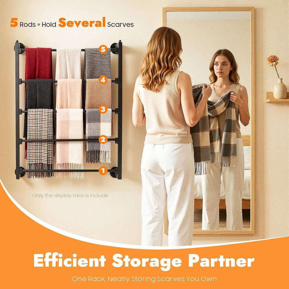 TFCFL 5 Tier Wall Mounted Scarf Rack, Retail Display Tie & Scarf, Belt To...
