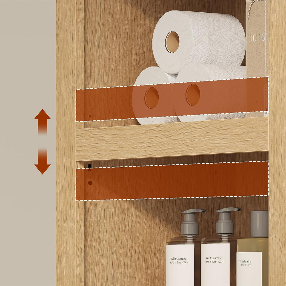 72" Tall Arched Narrow Bathroom Storage Cabinet with Lights, Slim Storag...
