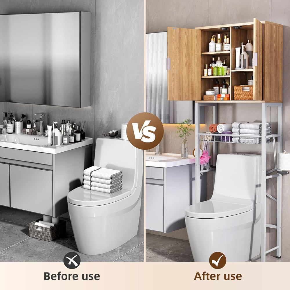 Kalrin Over The Toilet Storage Cabinet with Fluted Wave Doors and Adjustable ...