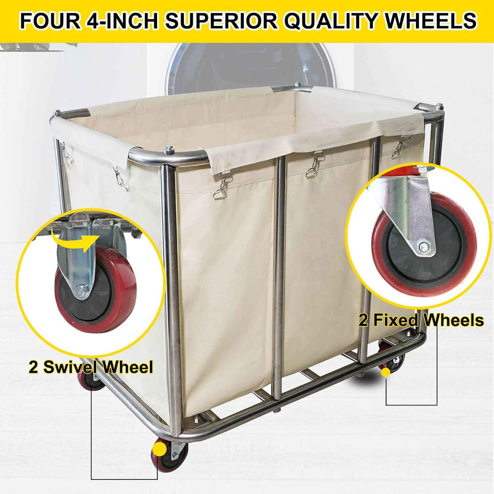 11.35 Bushel Large Commercial Rolling Laundry Cart with 4 Inch Wheels