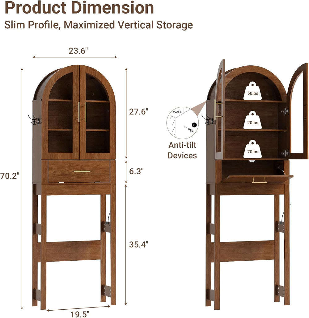 Seang 23" Over The Toilet Storage Cabinet,Arched Toilet Storage Cabinet ...