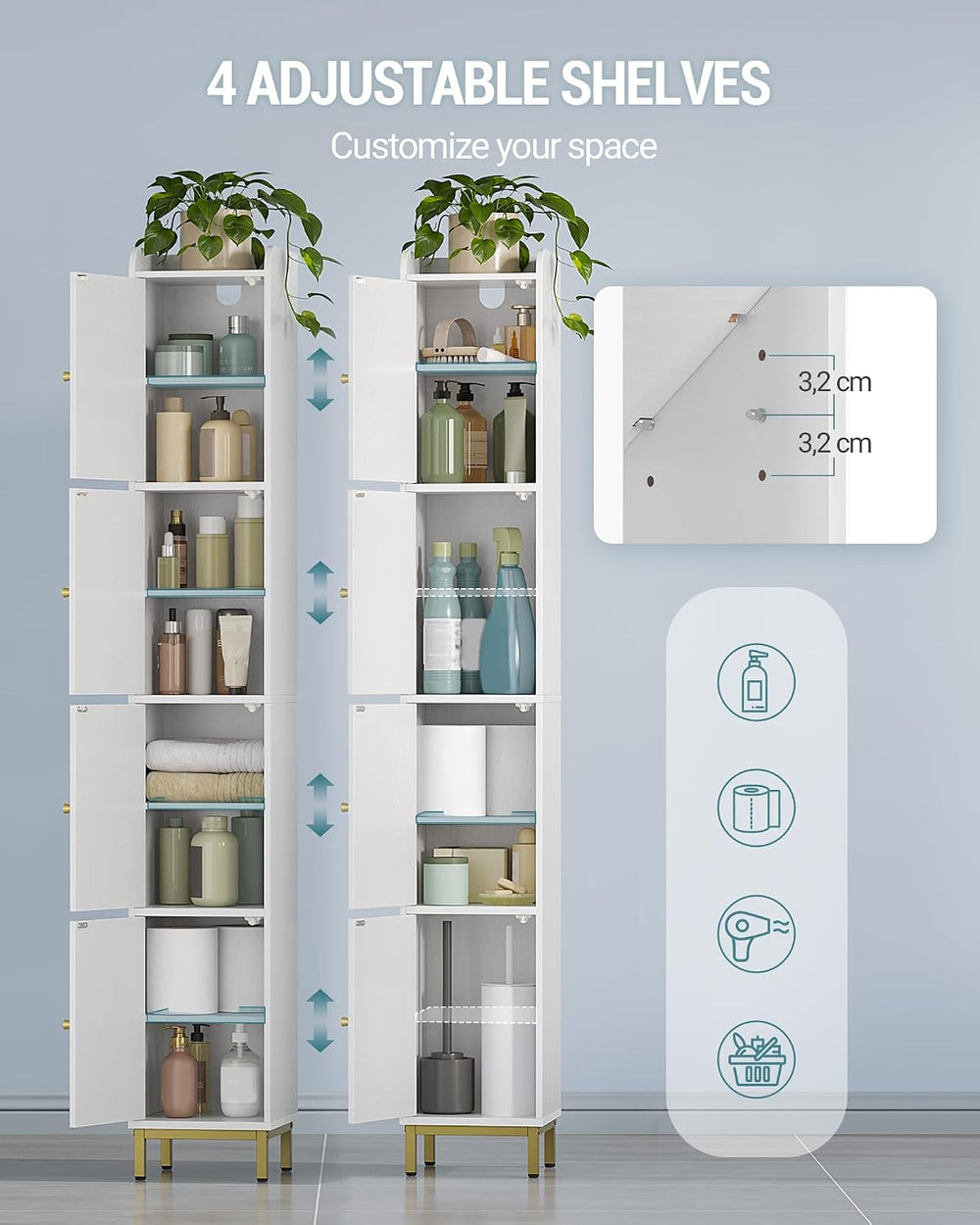 Hzuaneri 4-Tier Narrow Tall Storage Cabinet