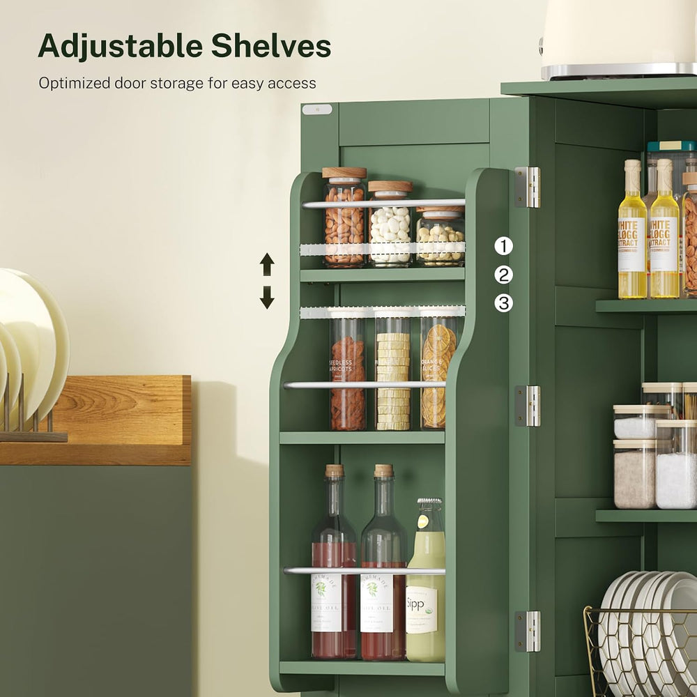 43"H Pantry Cabinet with 4 Doors, Kitchen Cabinet with 6 Door Shelves