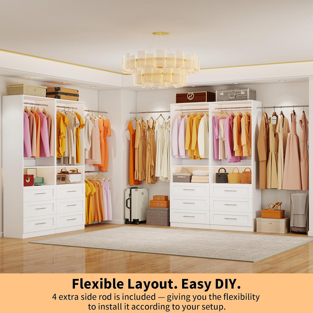 Closet System with 4 Sets, 8FT-21FT Custom Closet Organizer System with 12 Dr...