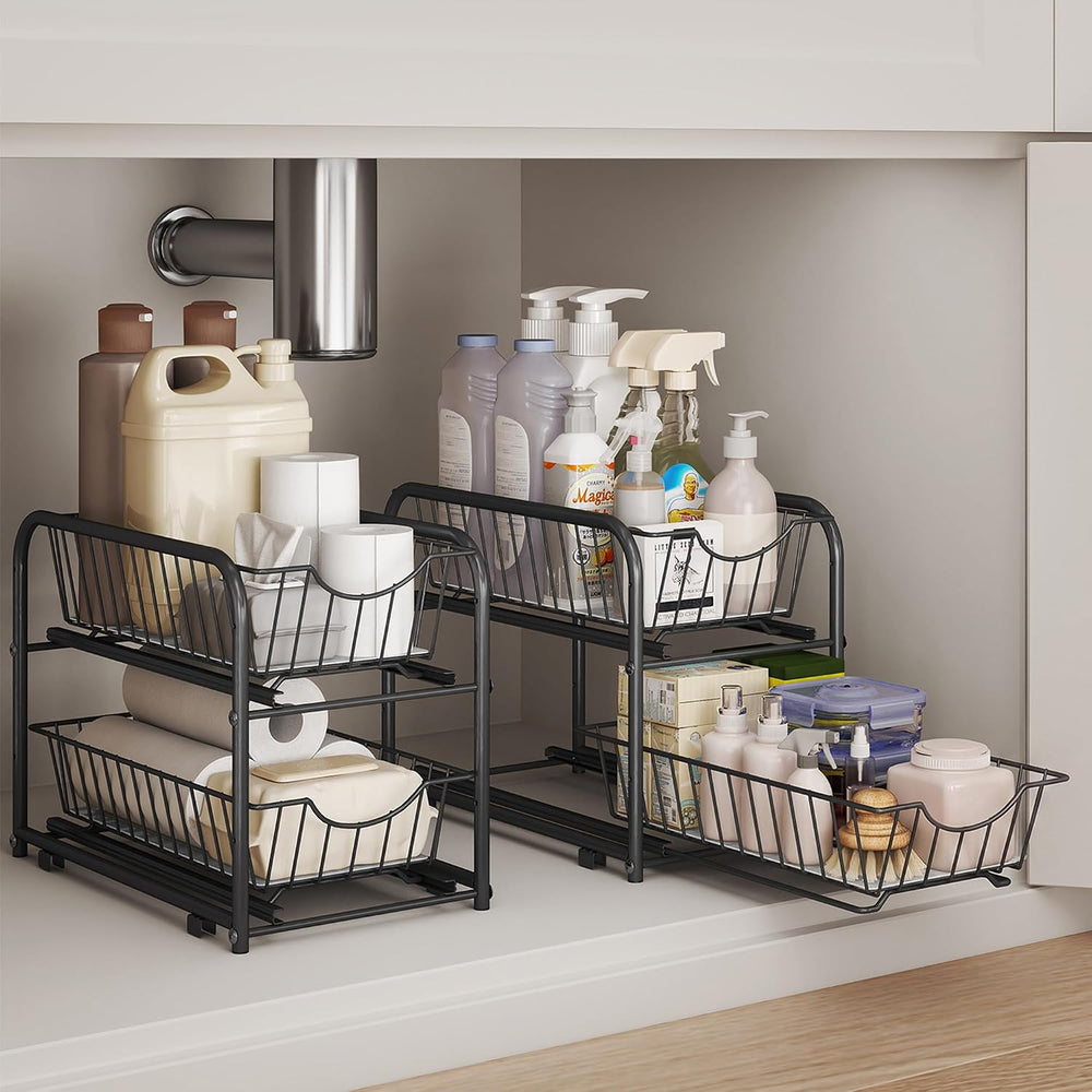 SONGMICS 4-Tier Under Sink Pull Out Organizer, Kitchen Bathroom Spice Rack