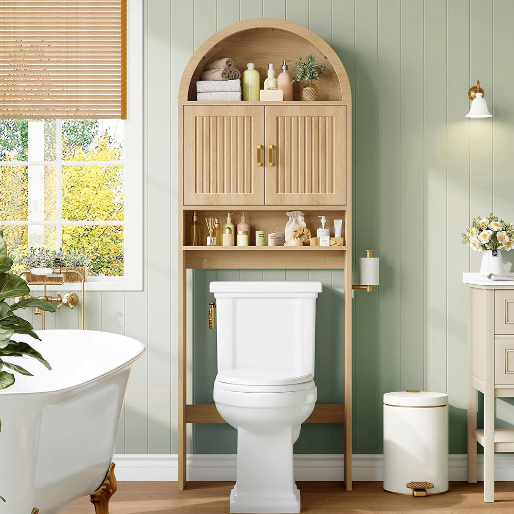 TEENFON Arched Over The Toilet Storage Cabinet, Bathroom Storage Cabinet