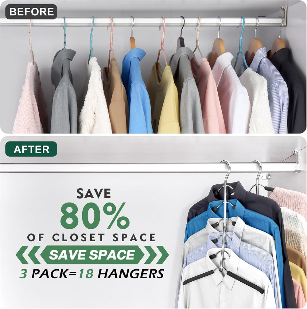 DOIOWN Clothes Hangers Space Saving: 6 Tier Coat Hanger Space Saving Hangers ...