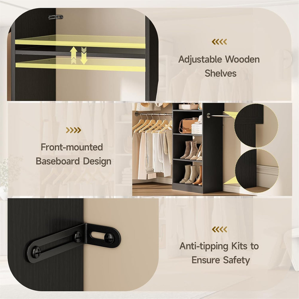 ONBRILL W1 3.5FT-7.7FT Closet System with 4 Chrome-Plated Telescopic Rods