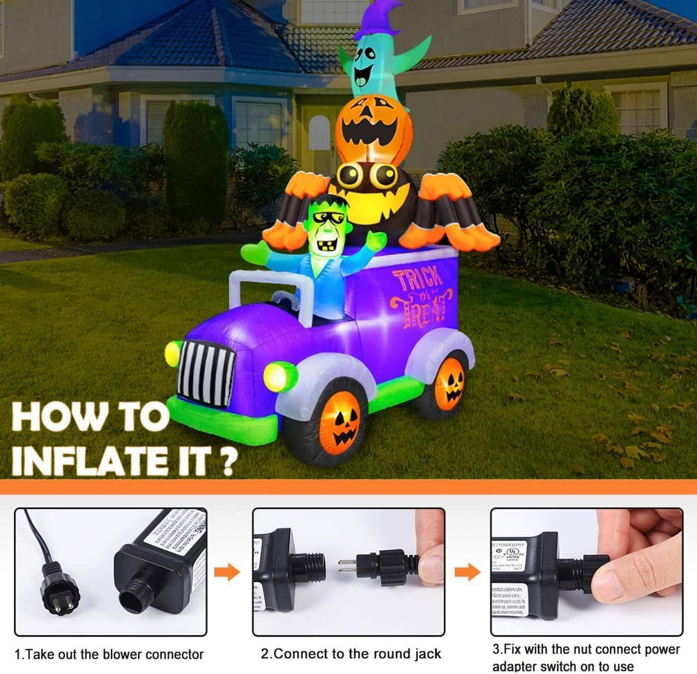 BLOWOUT FUN 8FT Halloween Inflatable Horror Frankenstein Driving Car
