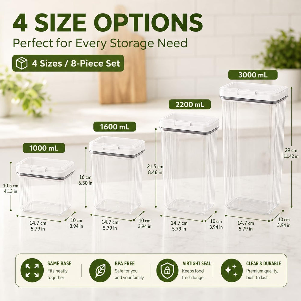 16-Piece Airtight Food Storage Containers, 8 Containers and 8 Lids