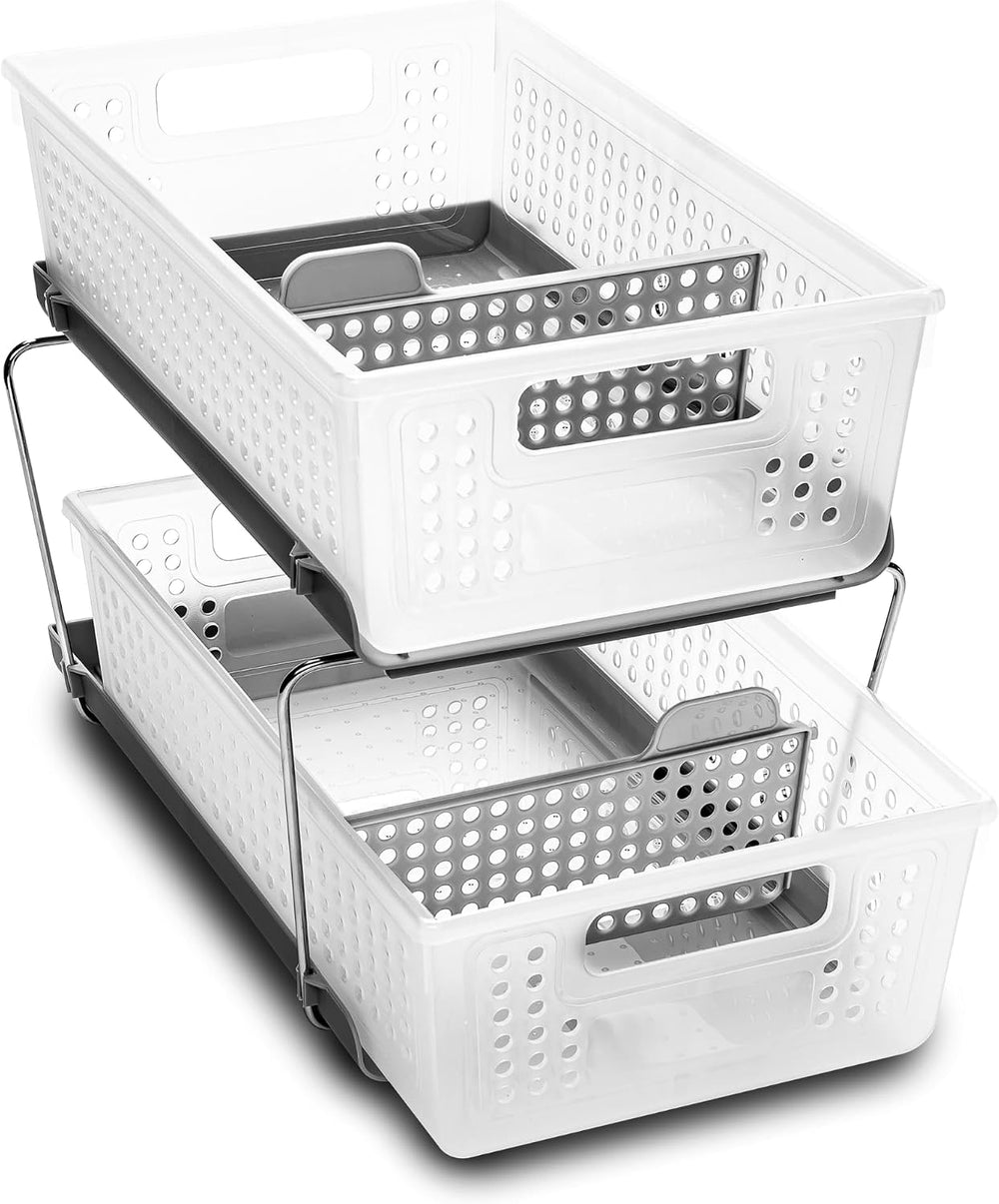 madesmart Two Tier Pull Out Organizer, Frost