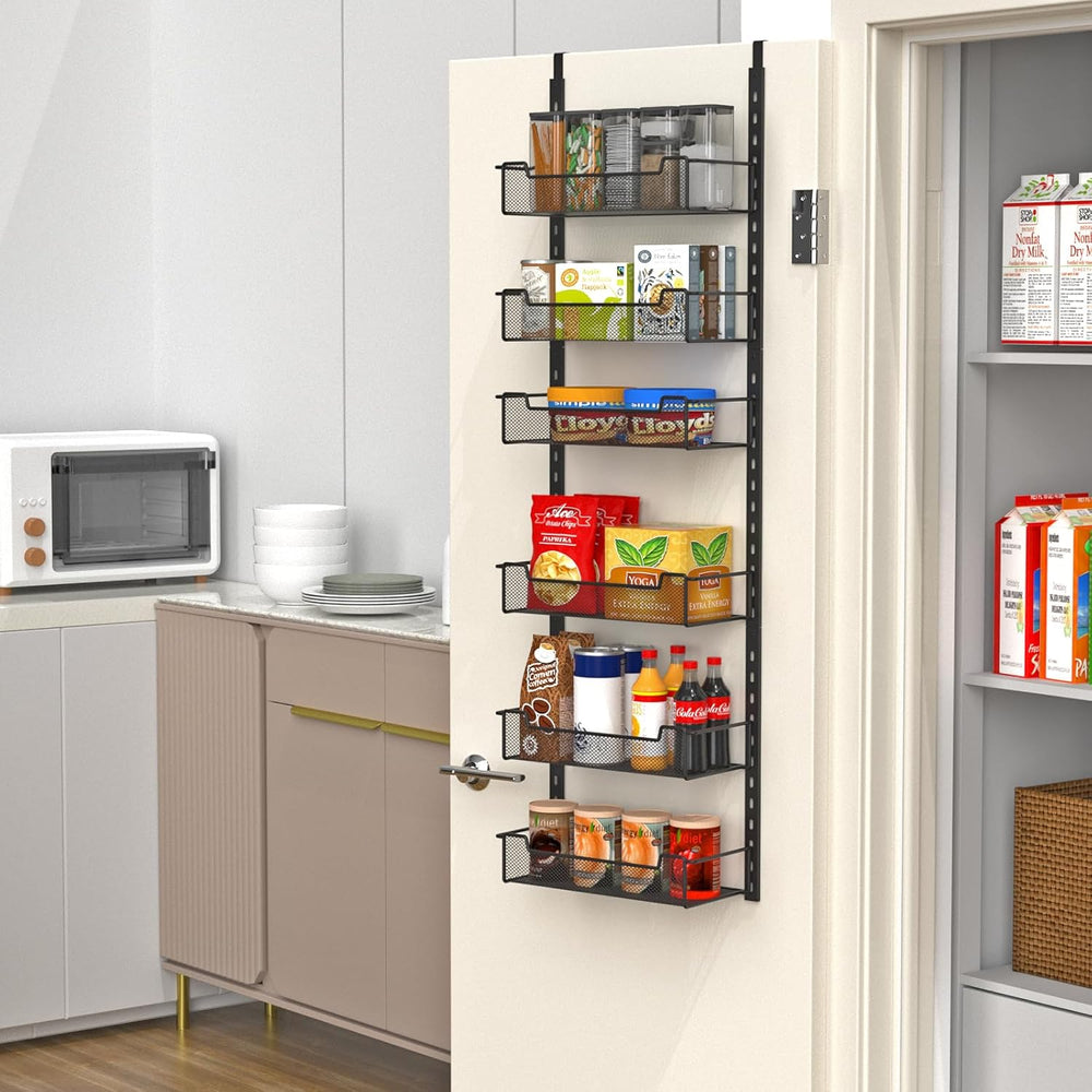 VyGrow 12.3" W Narrow Over the Door Pantry Organizer, 6-Tier Over the Do...