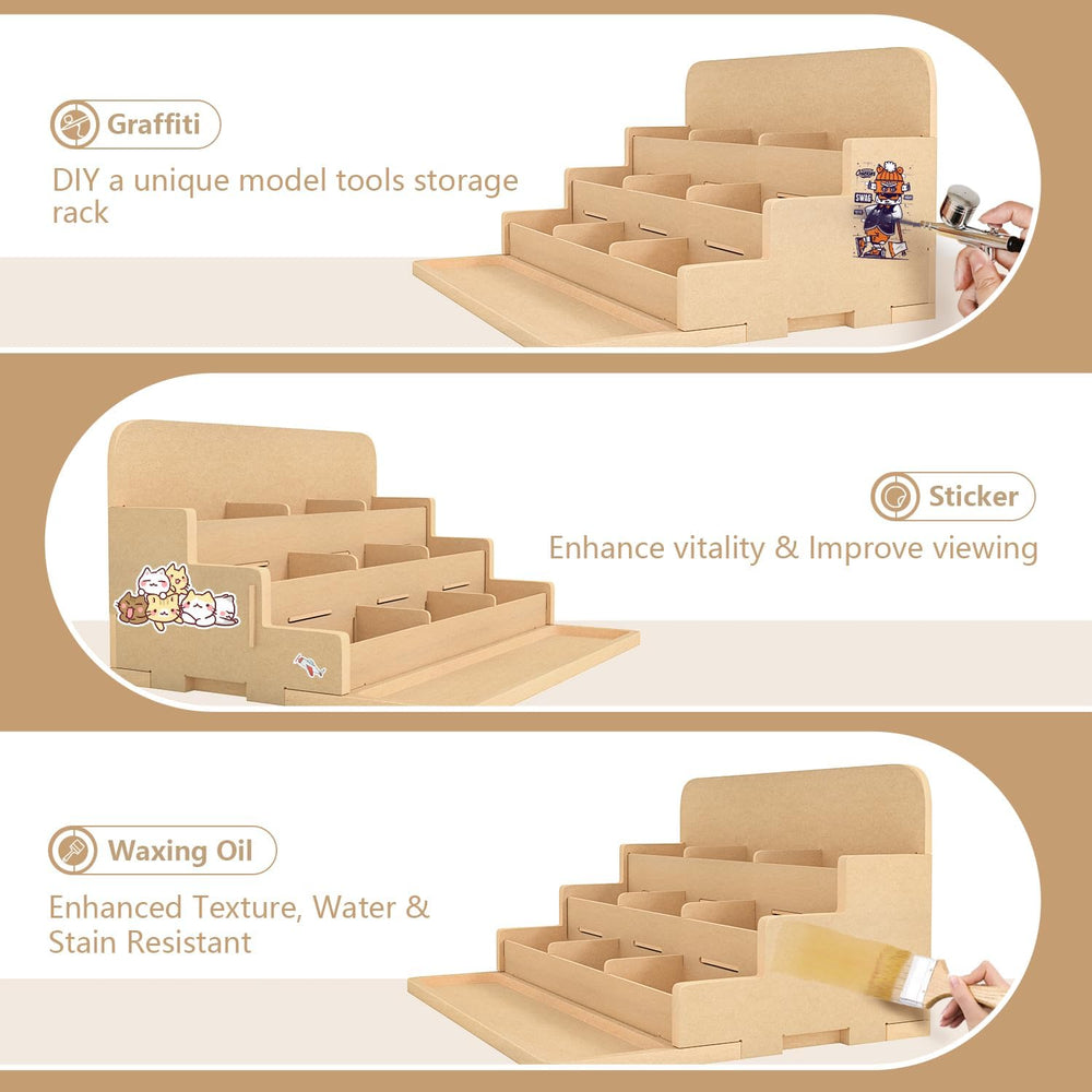 4 Tier Plastic Model Paint Rack - Ink Bottle & Miniature Model Tool Stora...