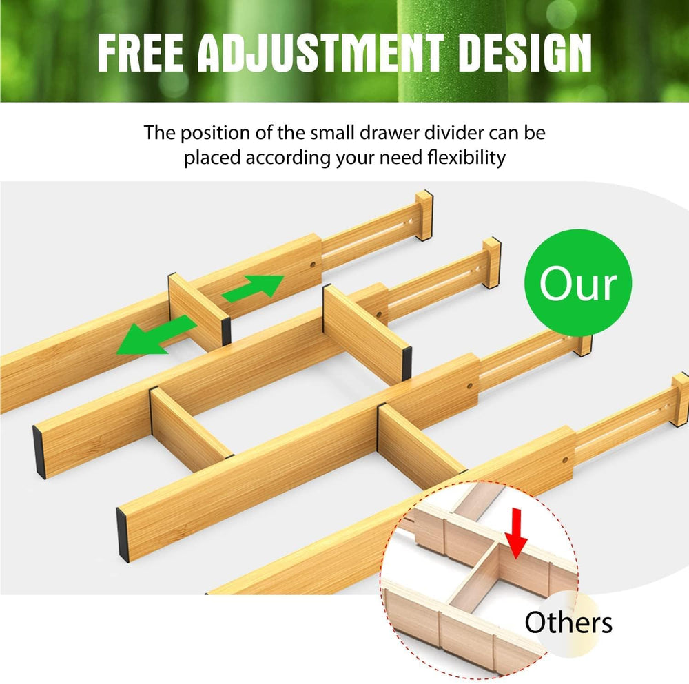 Bamboo Drawer Dividers, Expandable Drawer Separators Splitter, 17-22 inches A...
