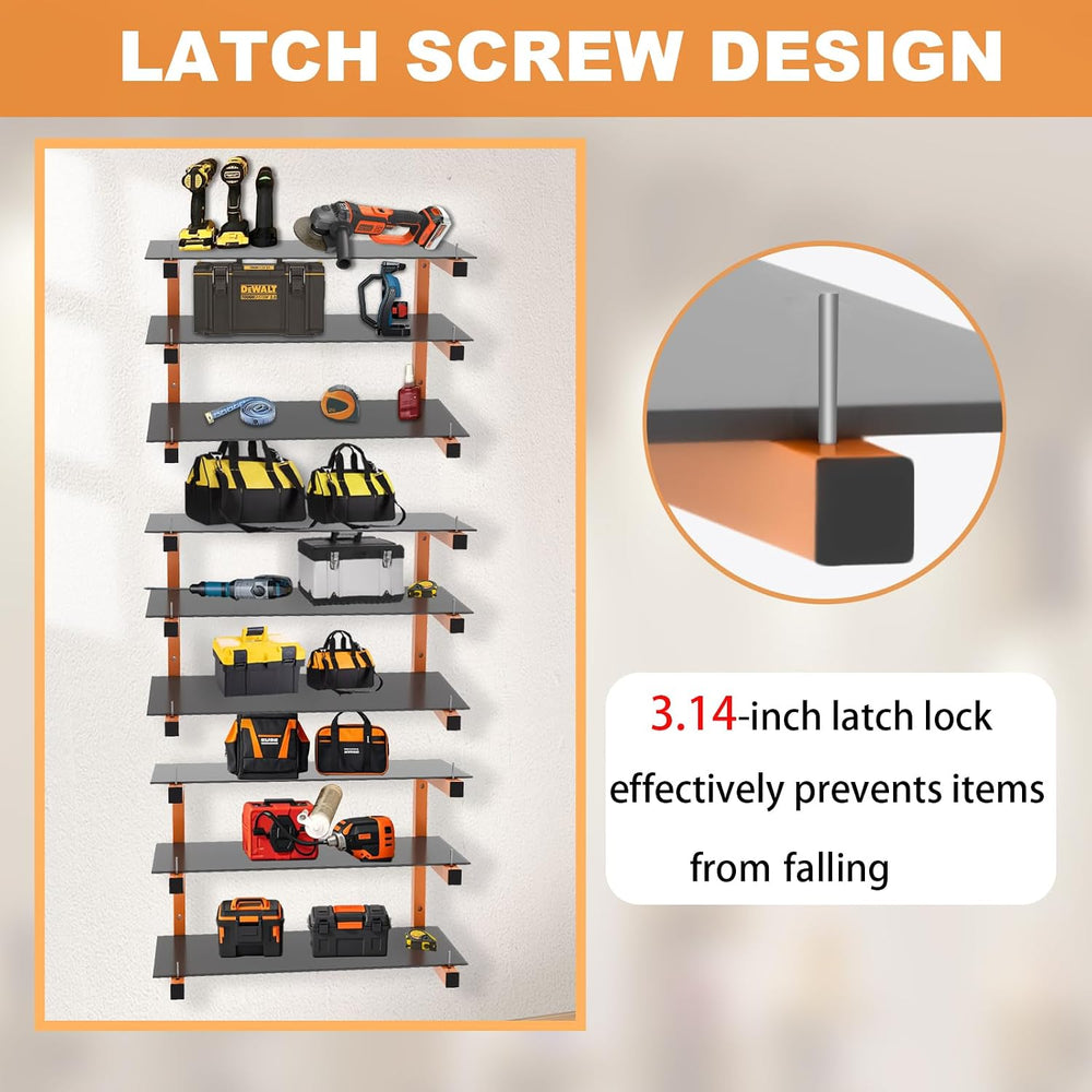 6 Pack Wall-Mounted Lumber Rack, Heavy Duty Wood Storage Racks, 9-Level Syste...
