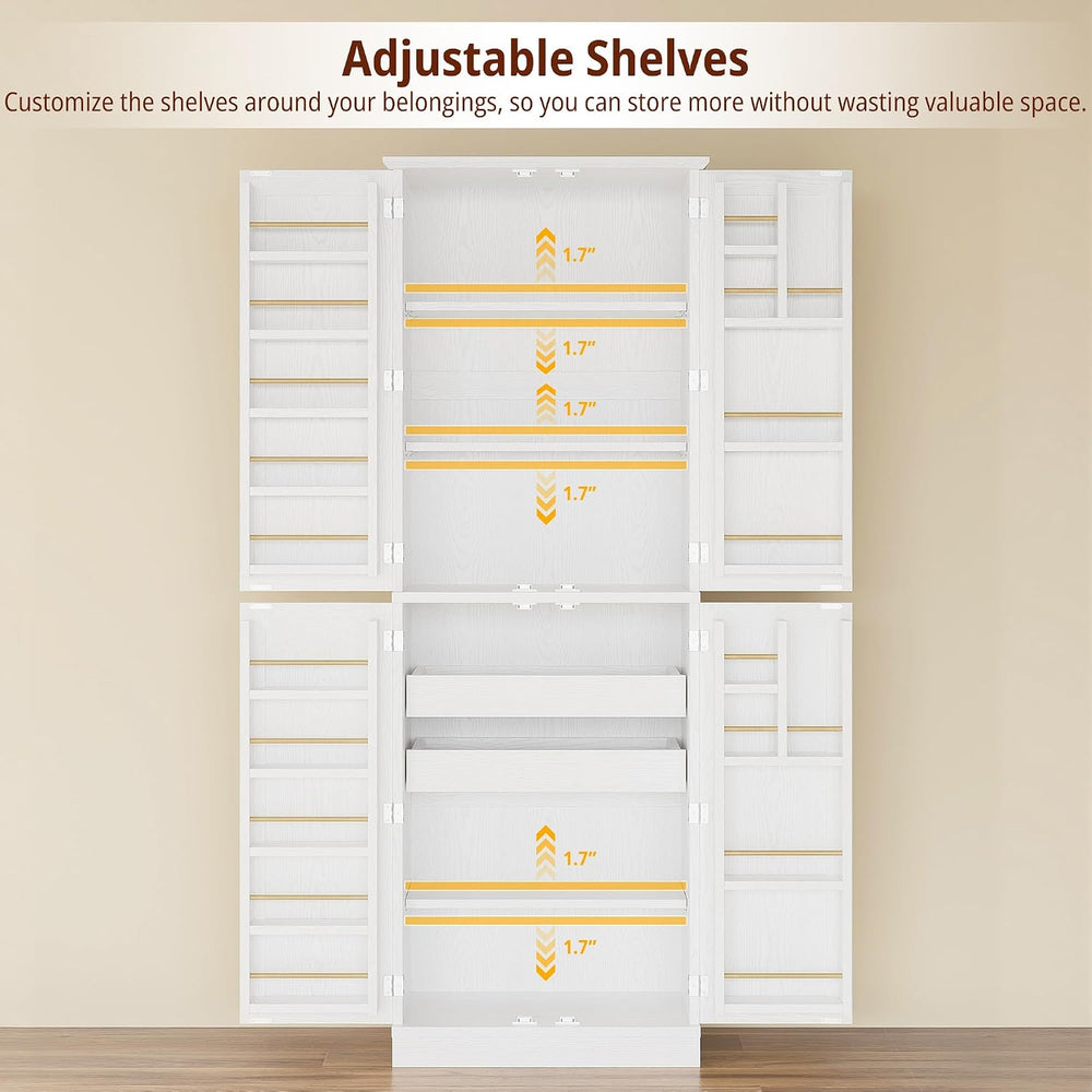 IRONCK Kitchen Pantry Cabinet with 4 Door Storage & 2 Drawers, 24" W...