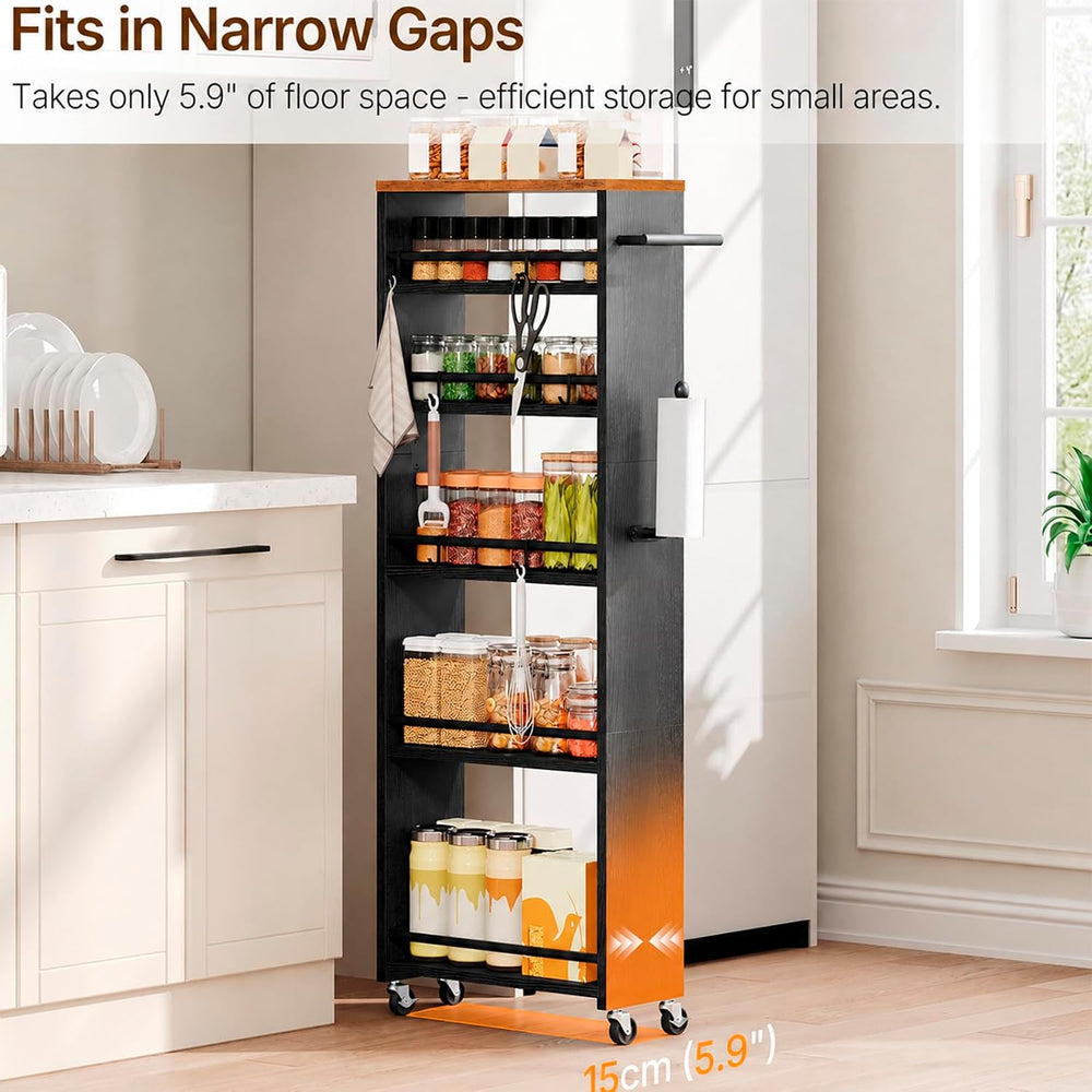 YATINEY 6 Tier Slim Storage Cart, Narrow Kitchen Cart with Wheels, Rolling Ut...